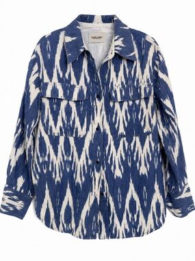 Rachel Comey Brisk Jacket Blue White Ikat Cotton Size 4 Made in NYC
